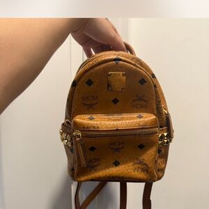 MCM Cognac Studded Backpack